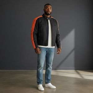 Vance Leathers black and Orange Jacket sz L